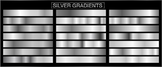 Серебряный металлический роскошный большой набор простых градиентов веб-цвета современный фон с эффектом размытия приложение мобильная обложка обои