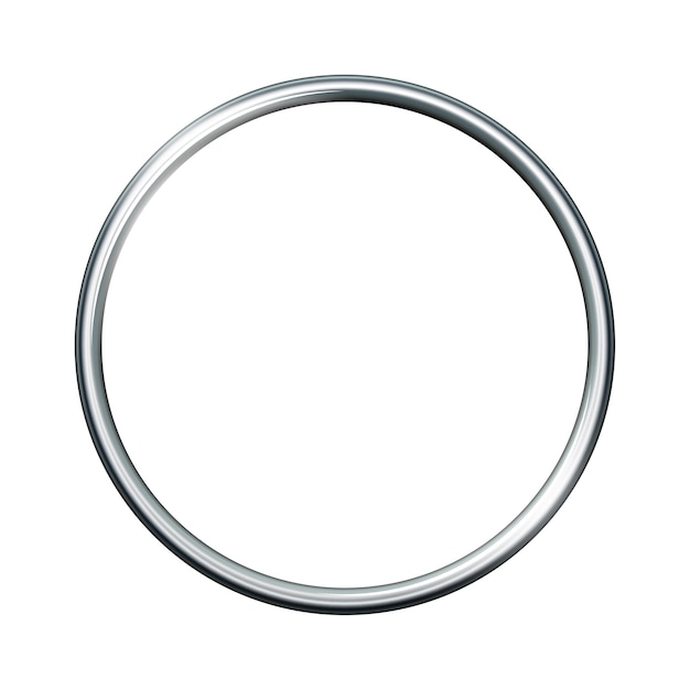 Vector silver metal ring isolated on white background. empty frame