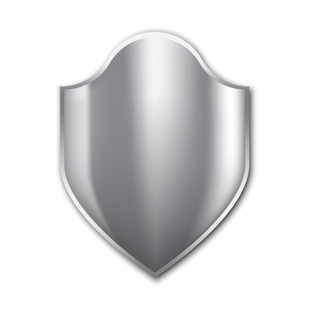 Silver metal shield Vector protection icon badge Security logo