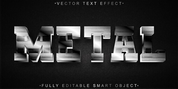 Vettore silver metal vector effetto di testo dell'oggetto intelligente completamente modificabile