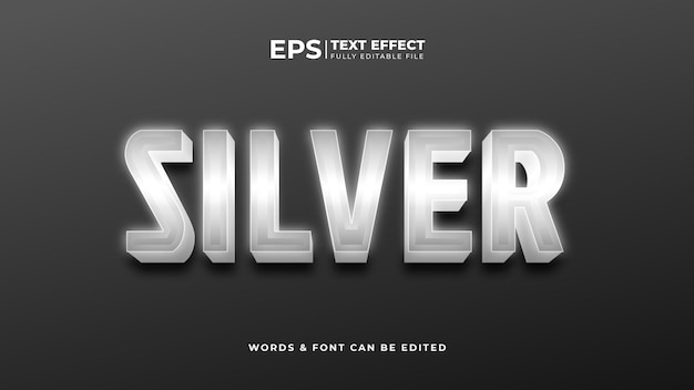 Silver metalized text effect