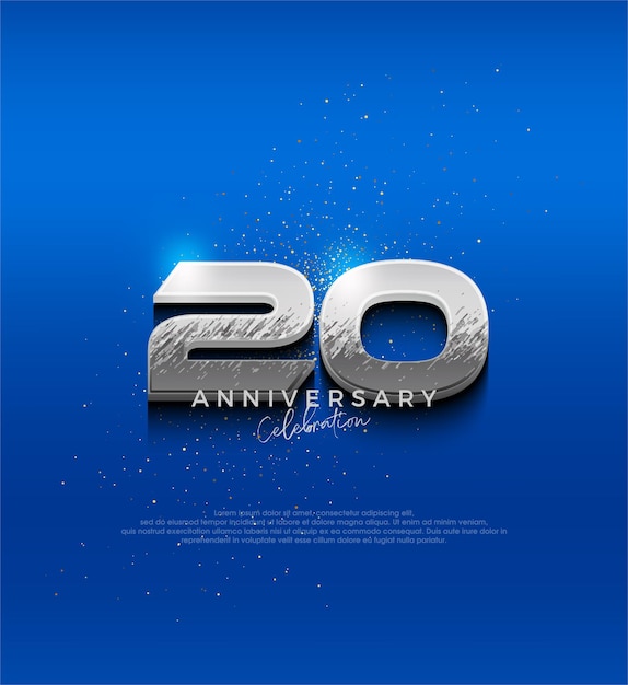 Silver metallic design number 20th anniversary celebration with elegant 3d design