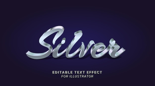 Vector silver metallic editable text effect for illustrator