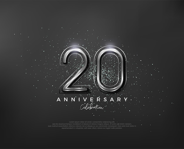 Vector silver metallic number design premium number 20th anniversary