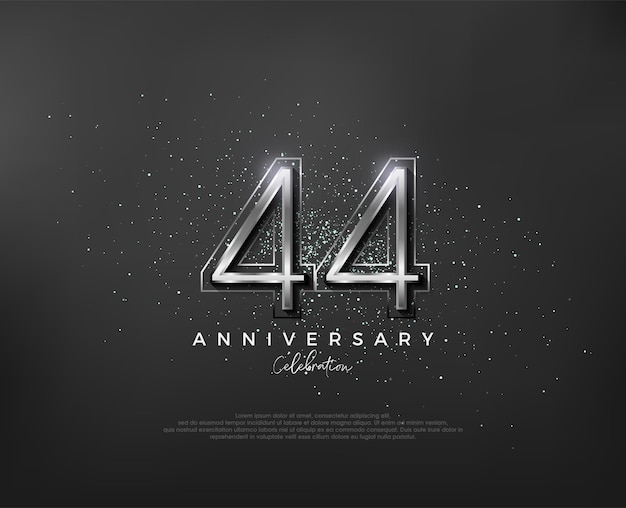 Vector silver metallic number design premium number 44th anniversary premium vector for poster banner celebration greeting