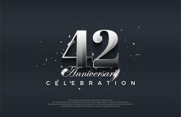 Vector silver metallic shiny 42nd anniversary celebration vector design premium vector background for greeting and celebration