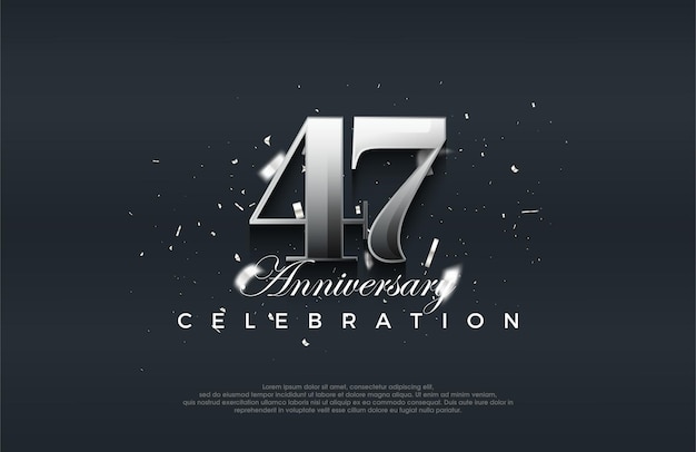Silver metallic shiny 47th anniversary celebration vector design Premium vector background for greeting and celebration