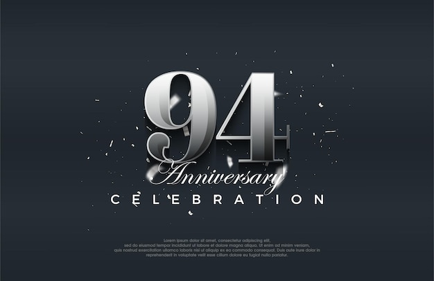 벡터 실버 메탈릭 반이는 94주년 기념 터 디자인 인사 및 축하를위한 프리미엄 터 배경