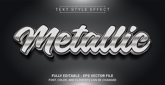 Vector silver metallic text style effect editable graphic text template