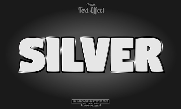silver modern cartoon editable text effect design