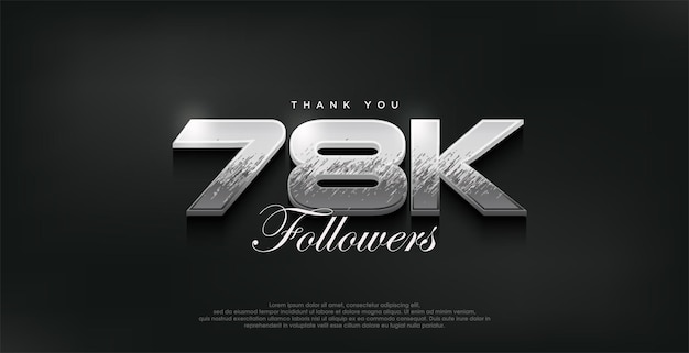 Vector silver modern design for a thank you 78k followers