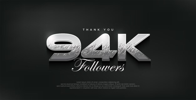 Silver modern design for a thank you 94k followers