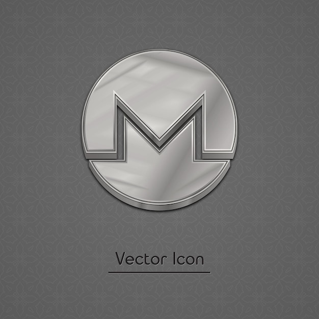 Silver monero coin trendy 3d style vector icon