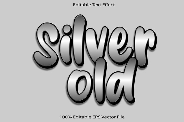 Silver old editable text effect emboss cartoon style