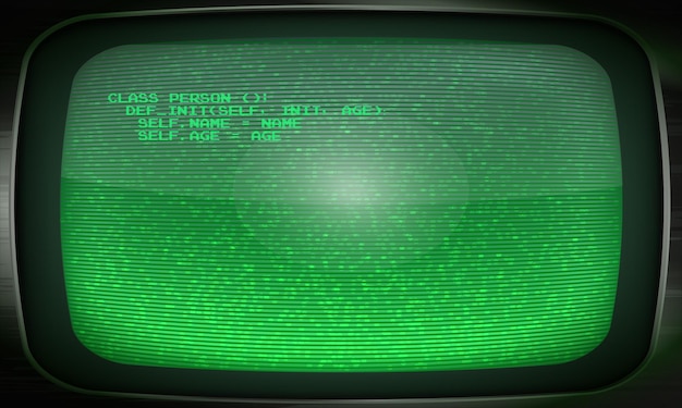 SIlver Old Green Computer Terminal Screen Old Tv Green Widescreen Filter Retro CRT Terminal Screen