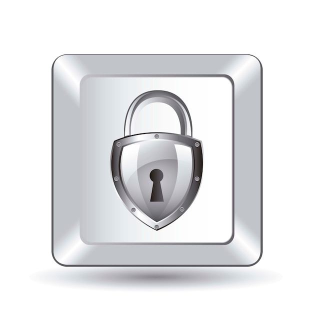 silver padlock over keyboard with shadow vector illustrator