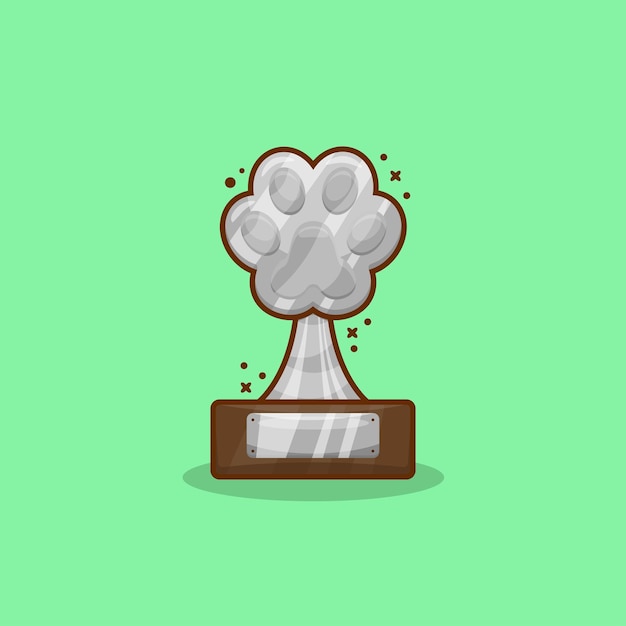 Silver Pet Trophy with Footprint Shape