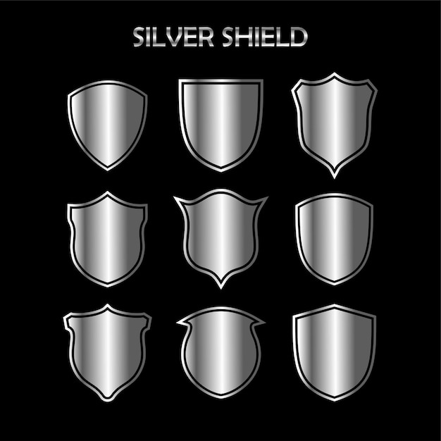silver police protective shield badge vector set