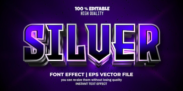 Silver purple text effect  editable font