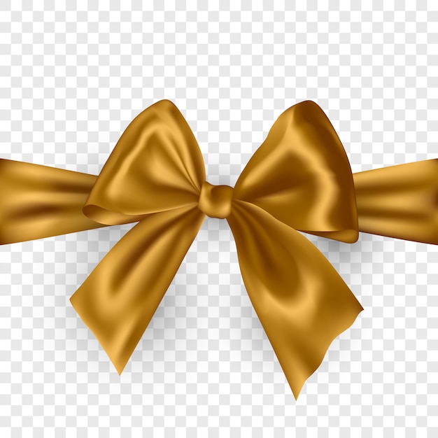 Silver ribbon bow with shadow isolated on transparent.