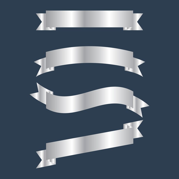 Vector silver ribbons collection