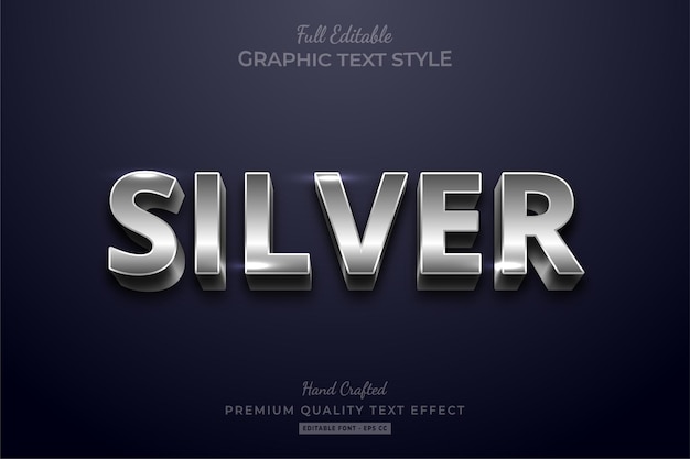 Silver shine editable text effect