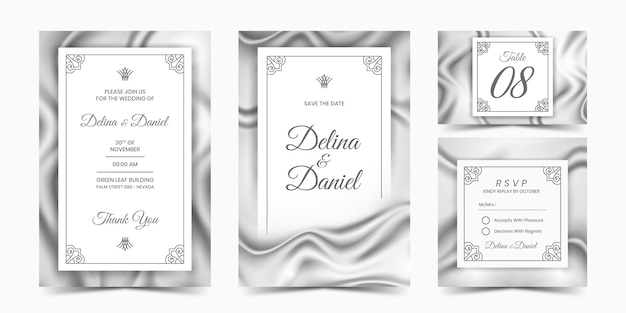 Vector silver silk invitation