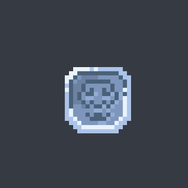 silver skull token in pixel art style