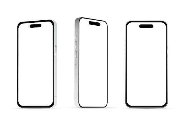 Smartphone argento 14 modelli nuovo mockup del settore it per il web design su sfondo bianco vettore