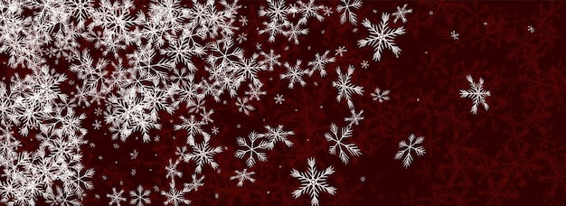 Silver snow vector panoramic red background