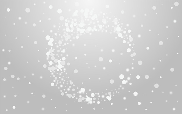 Vector silver snowflake vector grey background. grey glow snowstorm postcard. festive snowfall card. falling flake illustration.