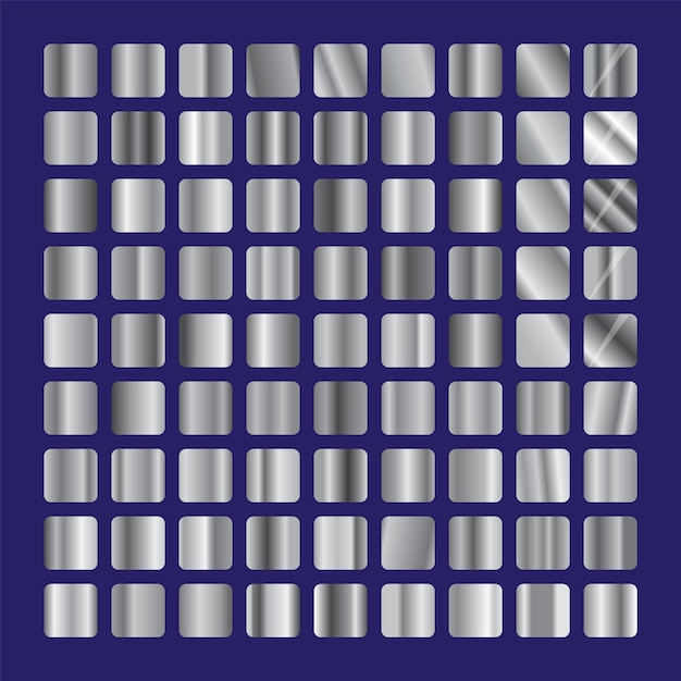 Vector silver squares glass collection background steel glassworks texture vector icon set of grey gradients elegant gray metallic gradient illustration