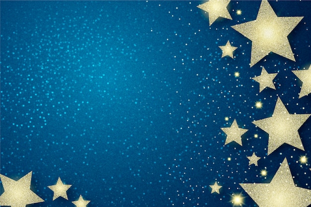 Silver stars and glitter effect background