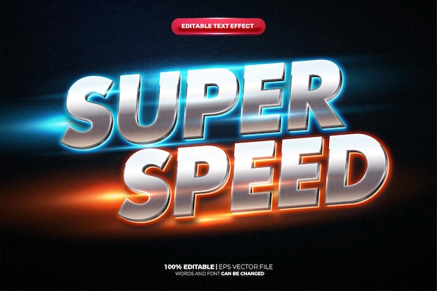 Vector silver super speed glow cinematic 3d editable text effect