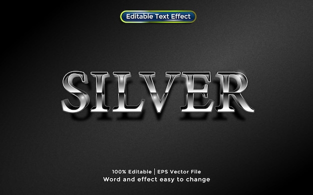 Silver text, 3D style Editable Text Effect