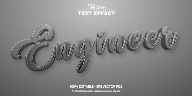 Vector silver text effect editable grey text style