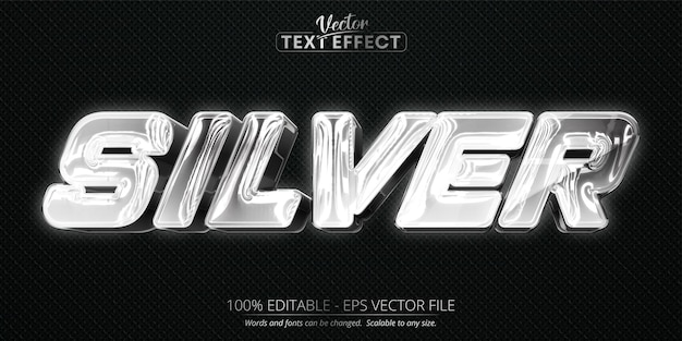 Silver text effect, editable metallic silver text style