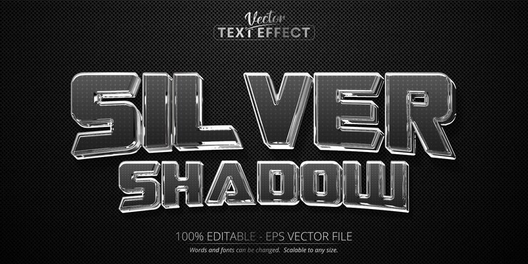 Premium Vector | Silver text effect, editable metallic silver text style