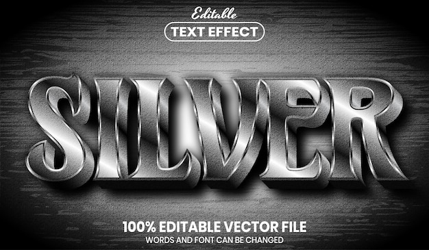 Silver text, font style editable text effect