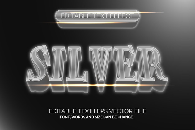 Silver texture editable text effect