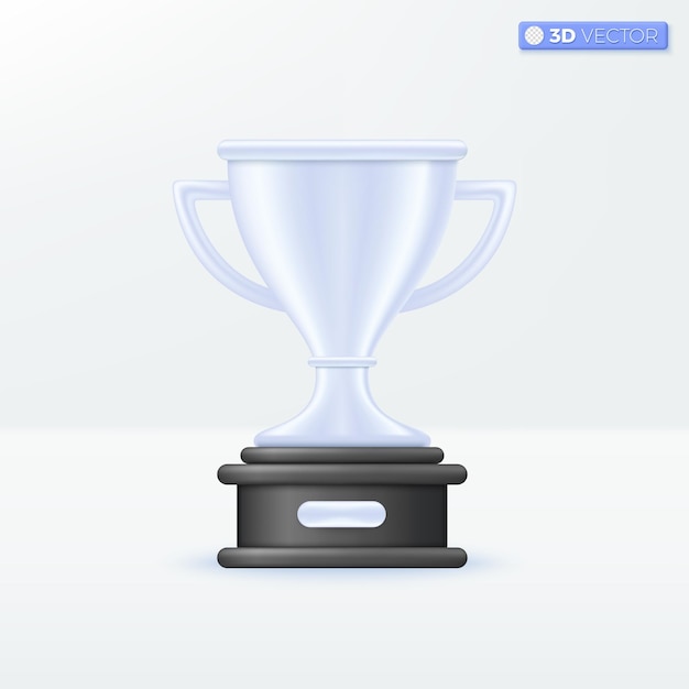 Silver trophy cup icon symbols champions rewards ceremony success 2rd winner concept 3d vector isolated illustration design cartoon pastel minimal style you can used for design ux ui print ad