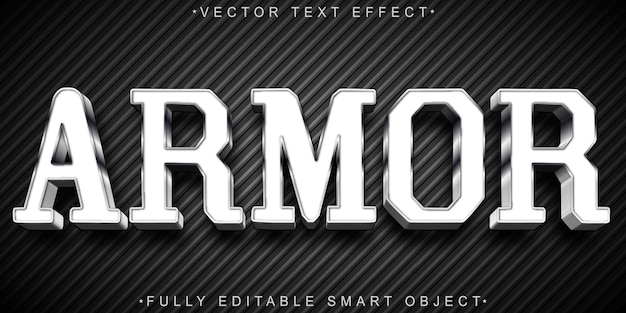 Silver Warrior Armor Vector Volledig bewerkbaar Smart Object Text Effect