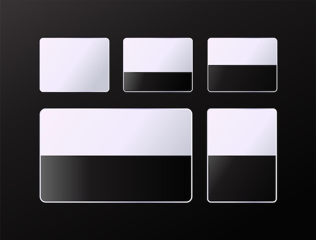 실버 화이트, 블랙 컬러 프리미엄 럭셔리 클래스 UI 인터페이스 앱 프레임 테두리 레이블 템플릿 디자인