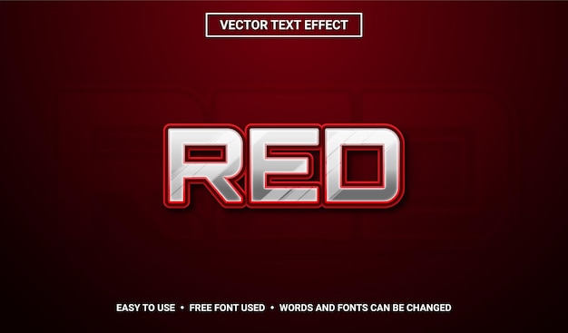 Silver with Red Outline Editable Vector Text Effect