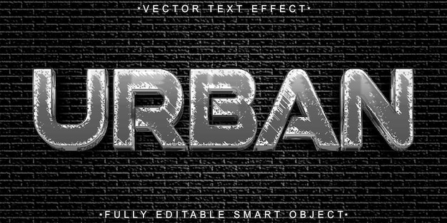 Vettore silver worn dirty urban vector fully editable smart object text effect
