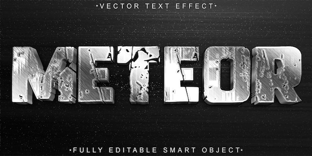 Silver Worn Meteor Vector Fully Editable Smart Object Text Effect
