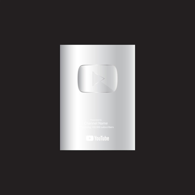 silver youtube play button vector