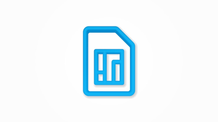 Vector sim card 3d realistic line icon vector illustration