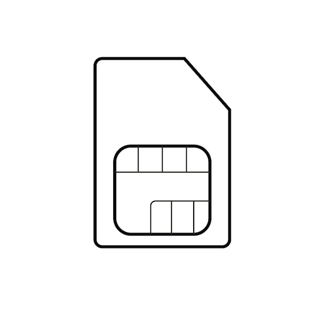 Icona della scheda sim nello stile della linea illustrazione vettoriale della scheda del telefono cellulare