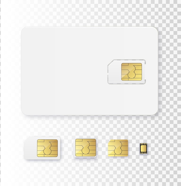 Sim 카드 개체 현실적인 아이콘 벡터 simcard 절연 d 디자인 gsm